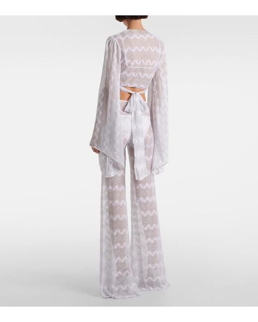 Missoni White Cropped-Top Aus Haekelstrick