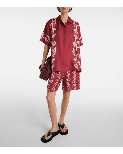 Asceno Red Montauk Silk Twill Shirt