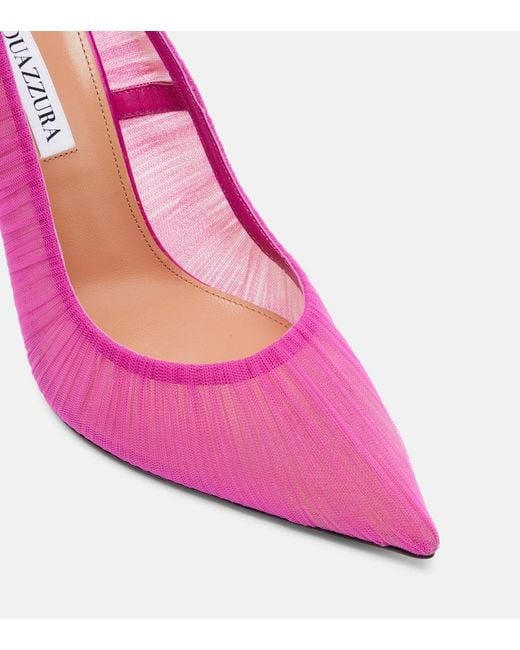 Aquazzura Pink Voile 105 Satin-Trimmed Tulle Pumps