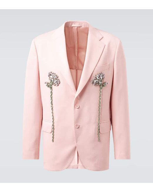 Simone Rocha Pink Floral Crystal-Embellished Blazer for men