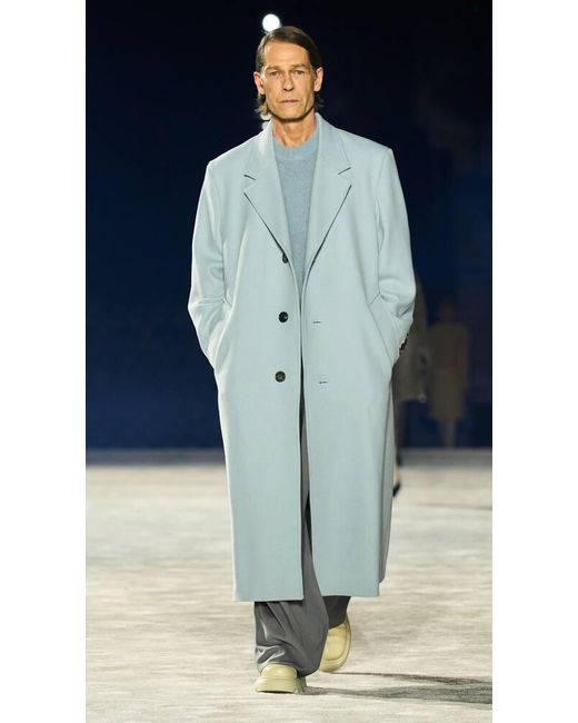 Abrigo oversized de gabardina de lana AMI de hombre de color Blue