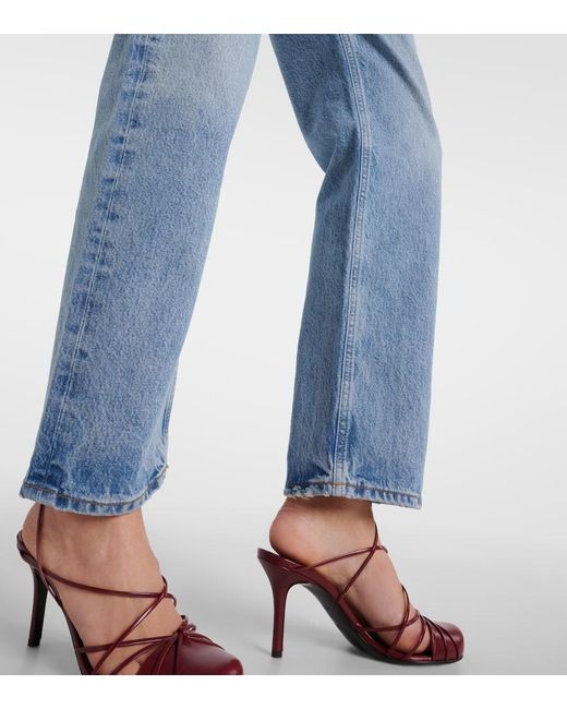 Agolde Blue 90's Pinch Waist High-Rise Straight Jeans