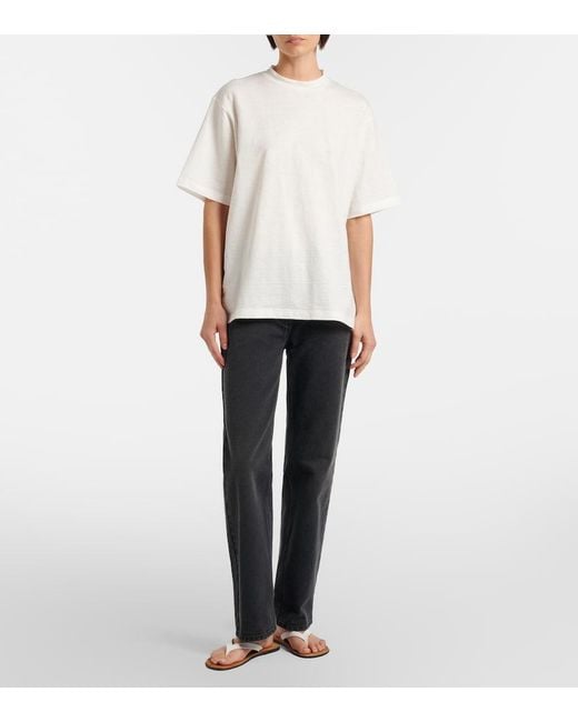 The Row White Estavo Oversized Linen-Blend T-Shirt