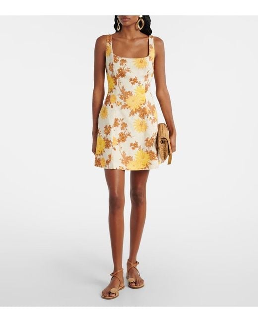 Faithfull The Brand Metallic Felice Floral Linen Minidress