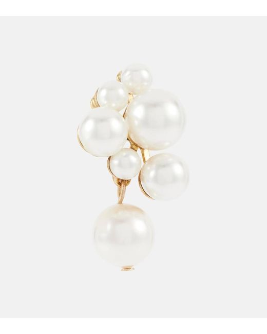 Jennifer Behr White Glass Pearl Embellished Earrings