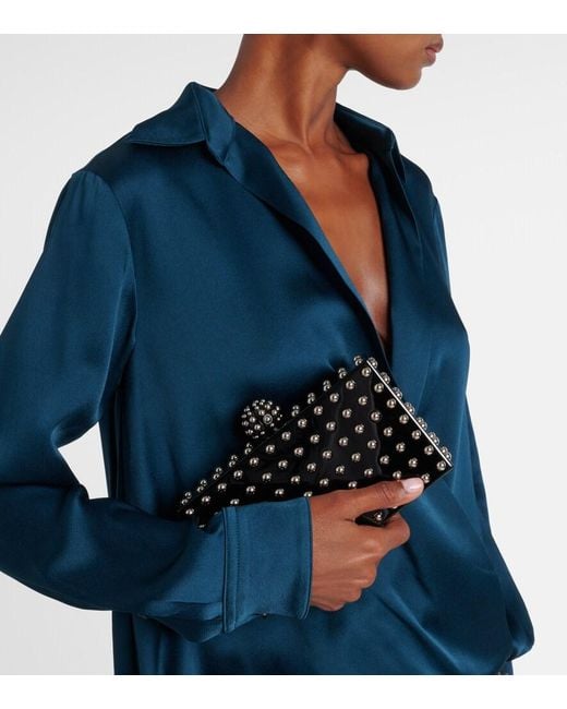 Aquazzura Black Cosmic Mini Studded Clutch
