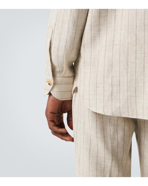 Rubinacci Natural Striped Linen And Wool Shirt for men