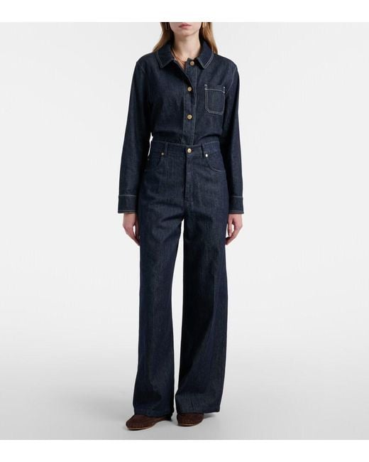 Max Mara Blue Lavinia High-Rise Wide-Leg Jeans