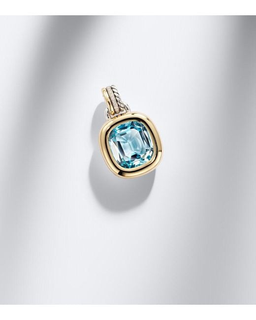 David Yurman Blue Dy Mercer 18Kt And Sterling Pendant With Topaz And Diamonds