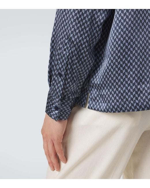 Frescobol Carioca Blue Safra Silk Shirt for men
