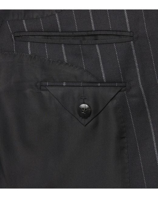 Tom Ford Black Striped Wool Blazer for men