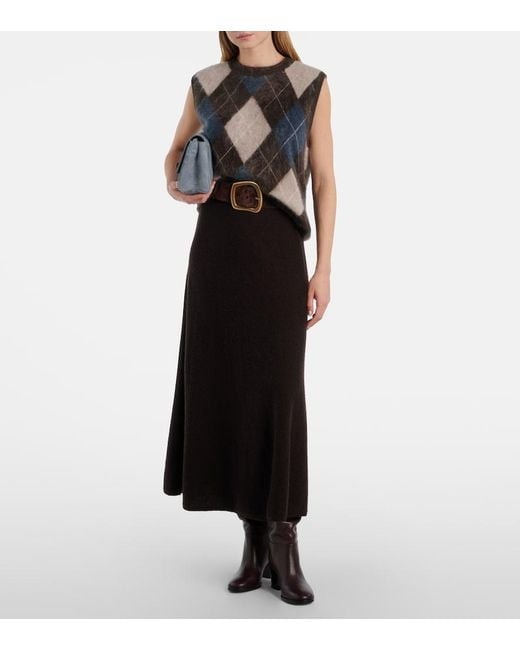 Lisa Yang Black Yasmin Argyle Cashmere Sweater Vest