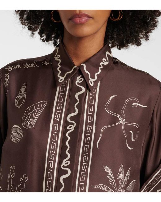 ALÉMAIS Brown Sammy Printed Silk Shirt