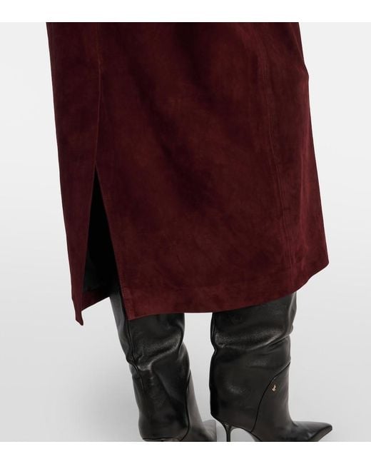 Nour Hammour Purple Selly Suede Midi Skirt