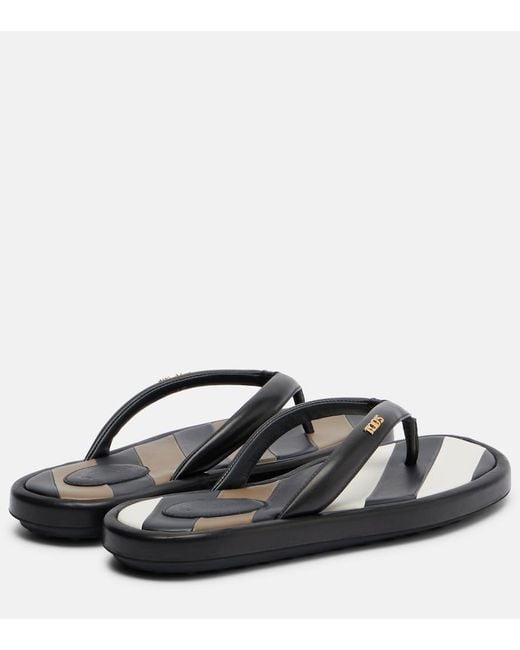 Tod's Black Leather Thong Sandals