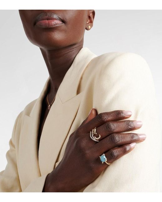 Yvonne Léon White Reves Etoiles 9Kt And Enamel Ring With Diamonds