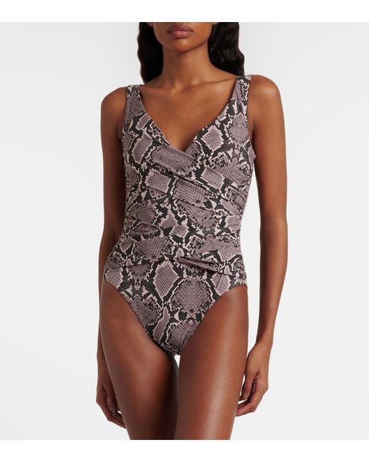 Karla Colletto Brown Lilith Snake-Effect Swimsuit