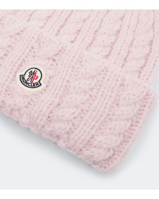 Moncler Pink Cable-Knit Alpaca And Wool-Blend Beanie