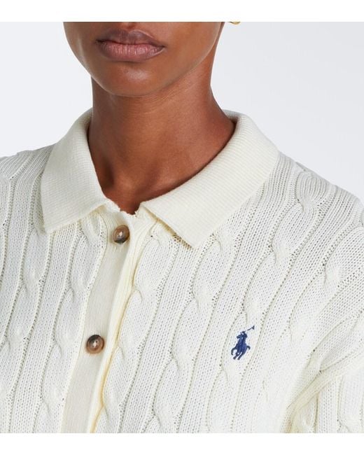 Polo Ralph Lauren White Cable-Knit Cotton Cardigan