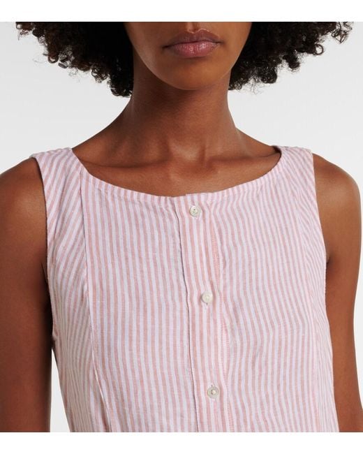Polo Ralph Lauren Pink Striped Linen Midi Dress