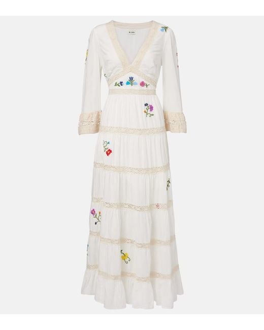 Rixo Natural Maxikleid Regine Aus Baumwolle