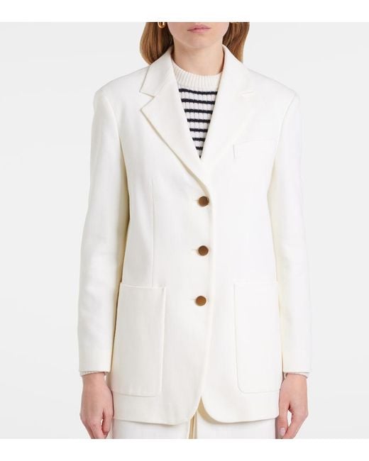 Max Mara White Single-Breasted Cotton Drill Jacket
