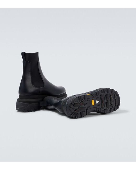 Sacai Black Leather Chelsea Boots for men