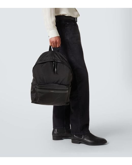 Saint Laurent Black City Leather-Trimmed Ripstop Backpack for men