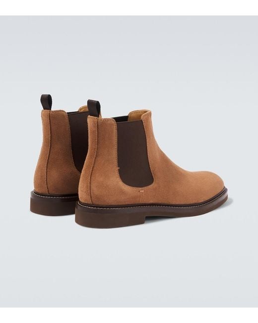 Brunello Cucinelli Brown Suede Chelsea Boots for men