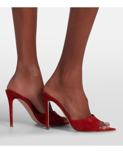 Gianvito Rossi Red Elle Suede Mules