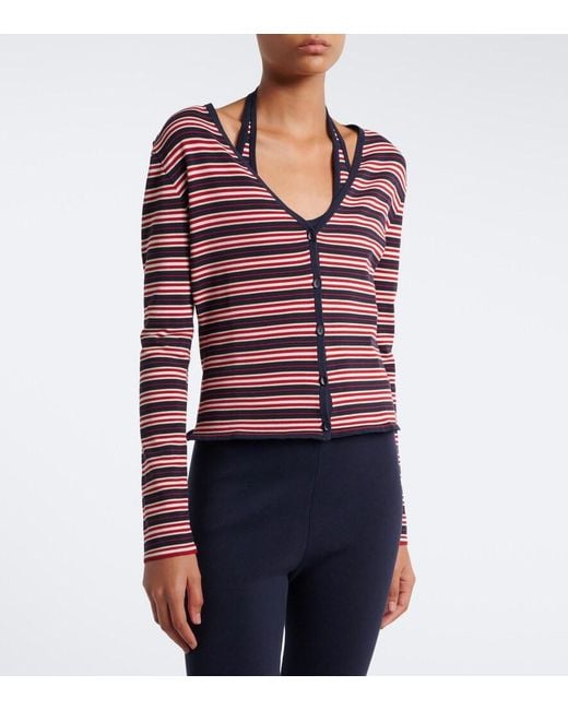 Faithfull The Brand Red Doris Striped Cotton-Blend Cardigan