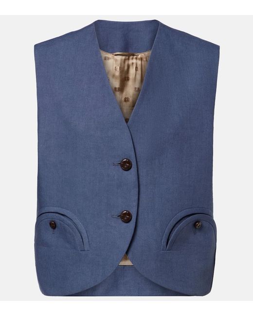 Blazé Milano Blue Gliss Linen Vest