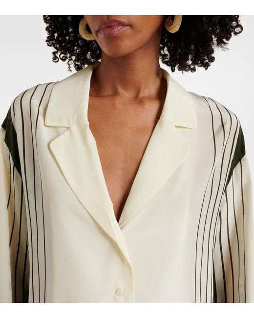Sir Natural Leilana Striped Silk Crepe De Chine Shirt