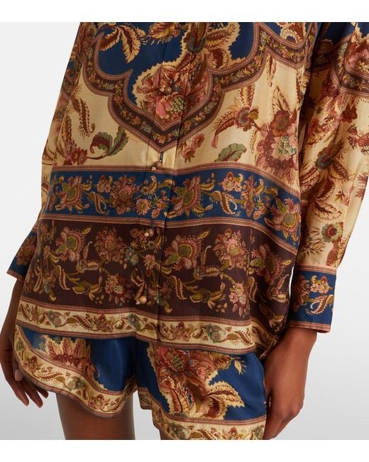 Zimmermann Multicolor Aster Printed Silk Shirt
