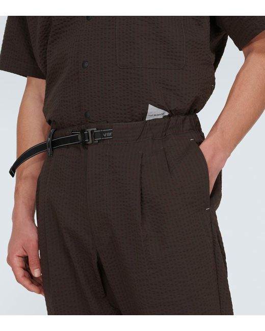 And Wander Black Seersucker Straight Pants for men
