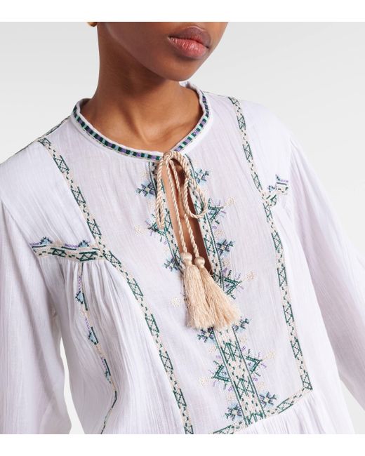 Isabel Marant White Silekiage Embroidered Cotton Top