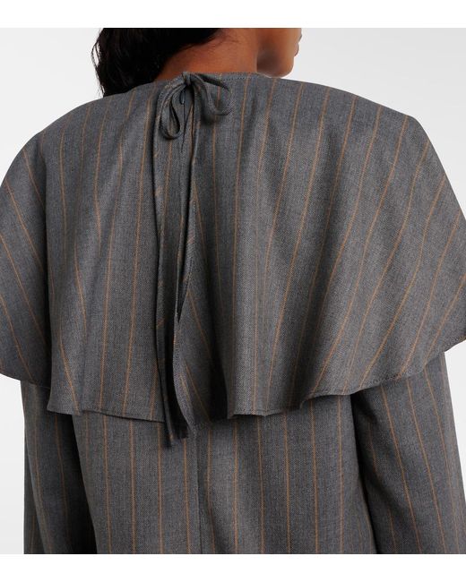 Ganni Gray Stripe Circle Collar Dress
