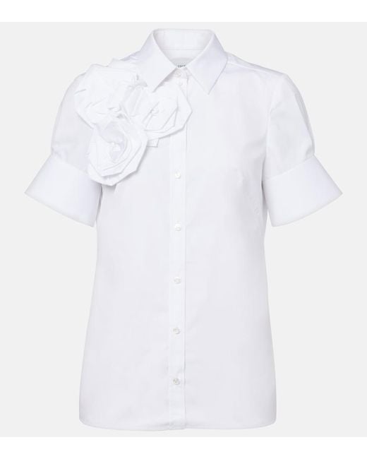 Erdem White Floral-Applique Cotton Shirt
