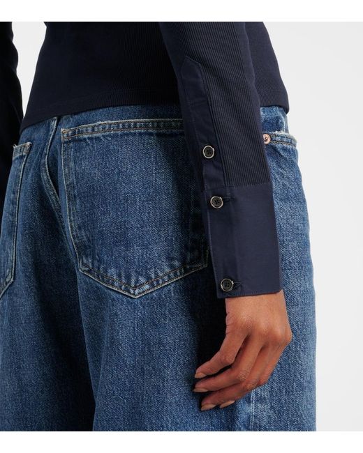 Veronica Beard Blue Top Scottie Aus Einem Baumwollgemisch