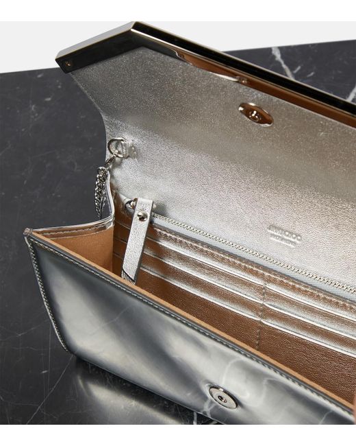 Jimmy Choo Gray Emmie Mirrored Clutch