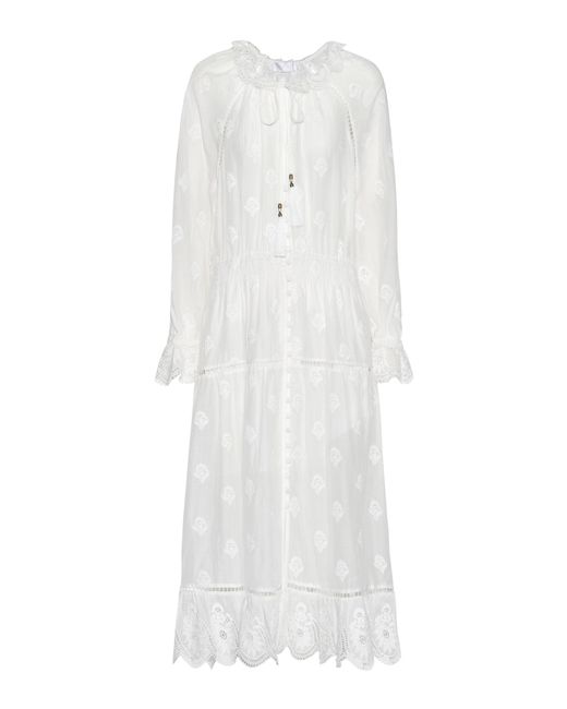 Zimmermann White Tulsi Embroidered Cotton And Silk Dress