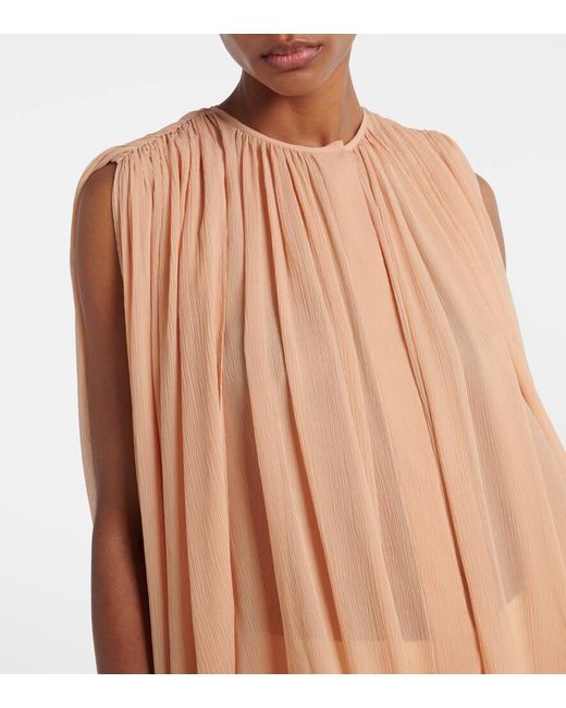 Stella McCartney Natural Draped Silk Chiffon Blouse