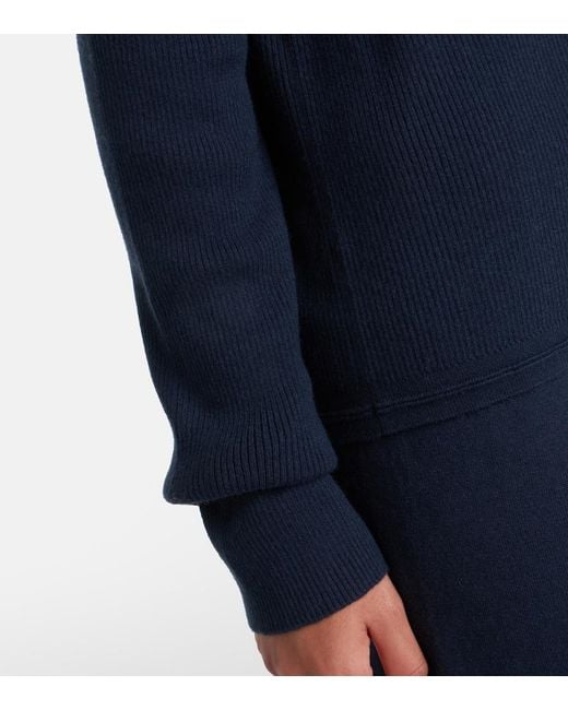 Lisa Yang Blue Abeena Ribbed-Knit Cotton And Cashmere Cardigan
