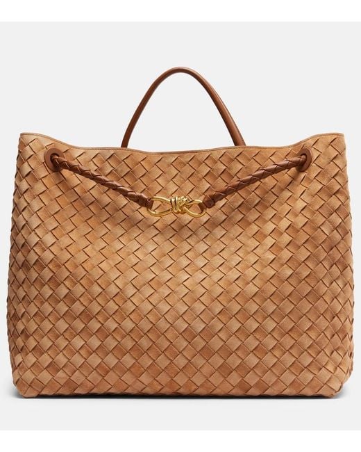 Bottega Veneta Brown Andiamo Intrecciato Large Suede Tote Bag