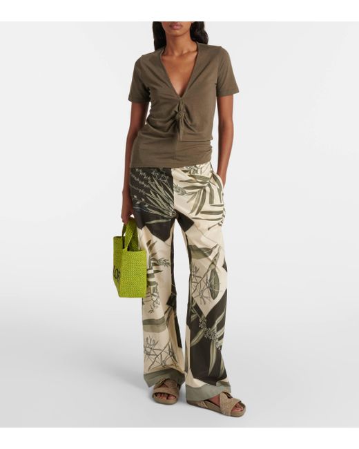 Loewe Natural Paula's Ibiza Cotton And Silk Wide-leg Pants