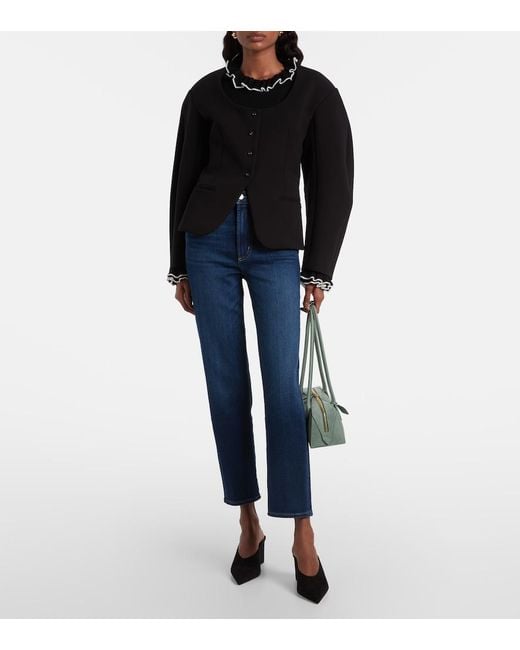 Citizens of Humanity Blue Caia Cropped Mid-Rise Straight Jeans