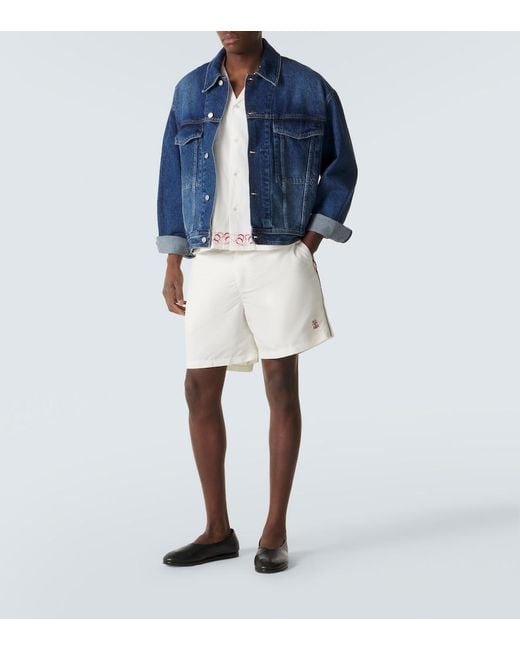 Bode White Embroidered Cotton Poplin Bowling Shirt for men