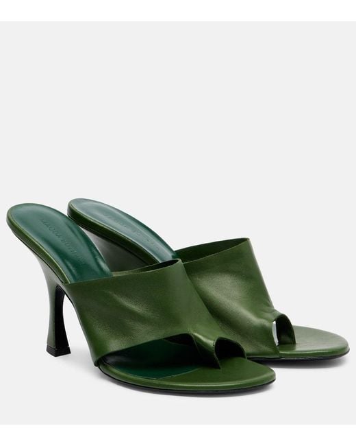 Magda Butrym Green Leather Thong Sandals