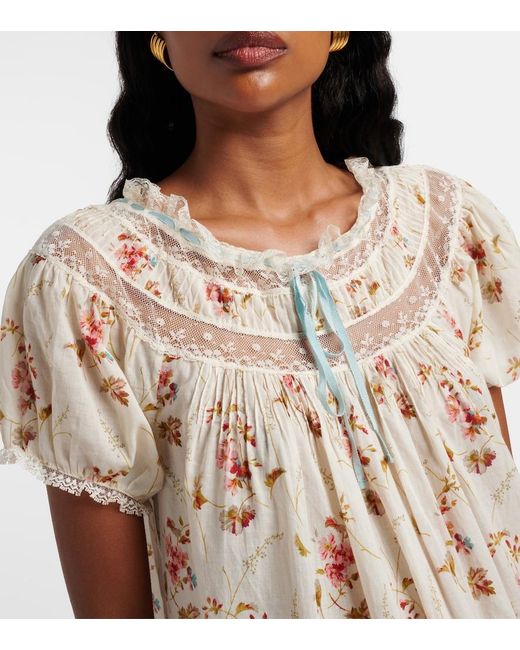 Doen Natural Minikleid Daphne Aus Baumwollpopeline Mit Spitze