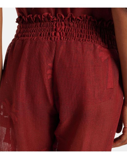 Johanna Ortiz Embroidered Cotton-Blend Mesh Balloon Pants